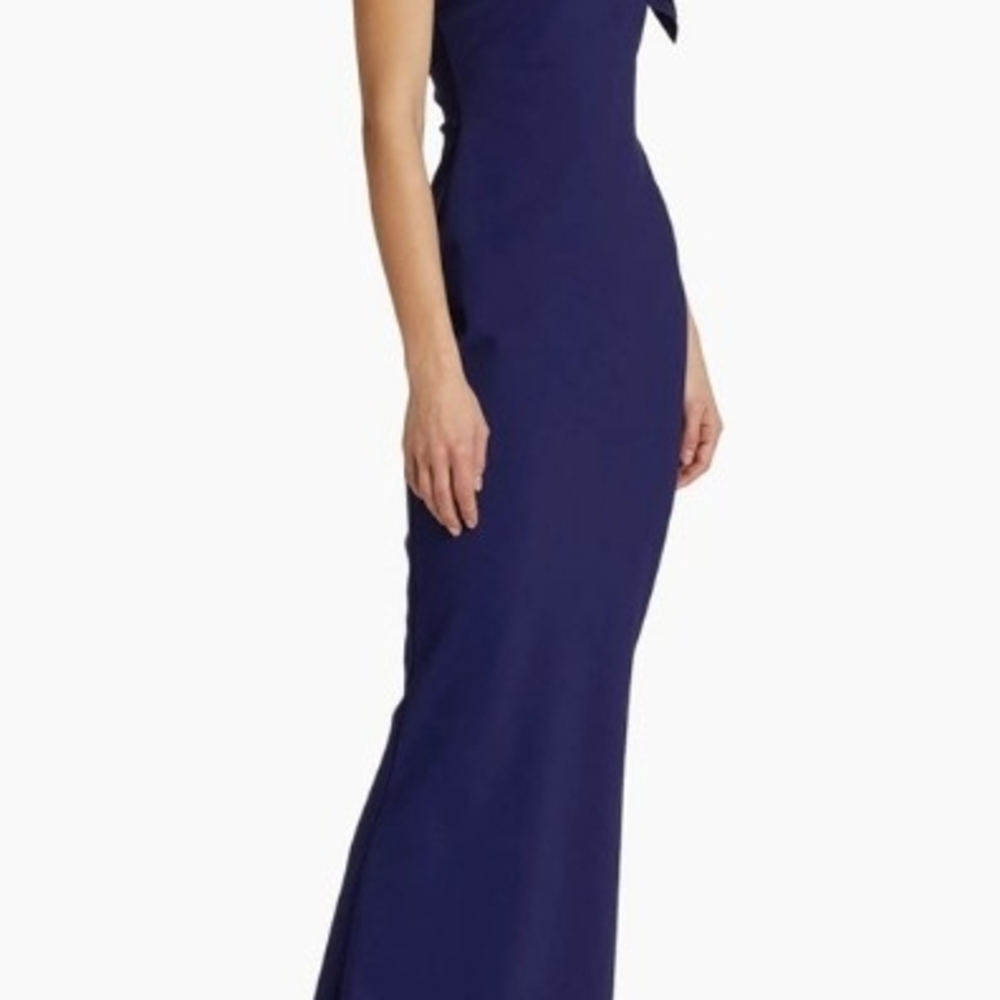 Sophisticated Blue One Shoulder Slit Gown for Weddings